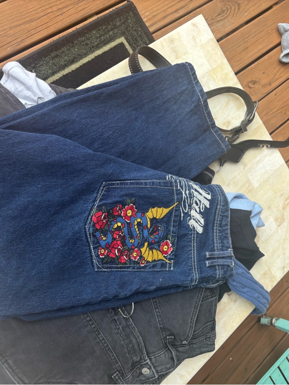 Ninth Hall Embroidered Blue Baggy Jeans - Picture 2 of 5